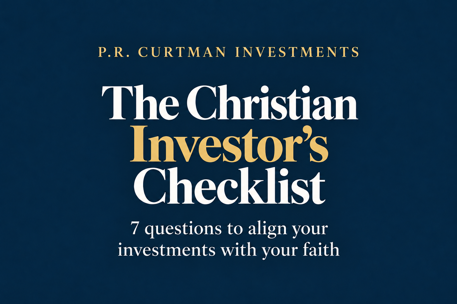 The Christian Investor's Checklist cover